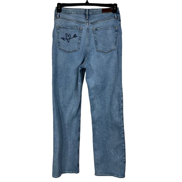 Hollister JRS SZ 7R Ultra Hi-Rise Dad Jeans Embroidered Distressed Rips Zip-Fly - Picture 5 of 14